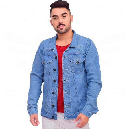 Jaqueta Jeans Masculina Cl ssica EWF Jeans Azul Claro P ao