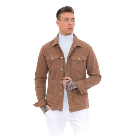 Jaqueta jeans marrom best sale masculina