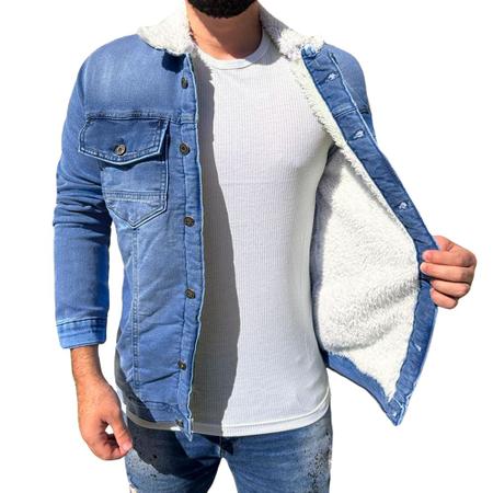 Jaqueta jeans com gola de cheap pelo feminina