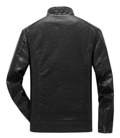 Imagem de Jaqueta masculina Slim fit Motoqueiro Preto Black tamanho P