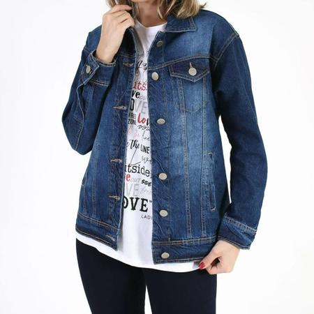 Jaqueta maxi jeans store feminina lady rock