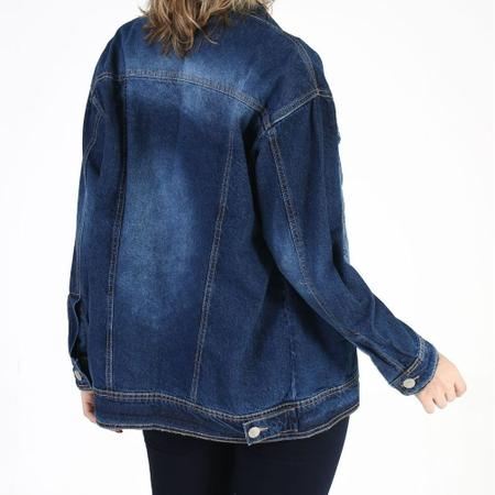 Jaqueta maxi jeans cheap feminina lady rock