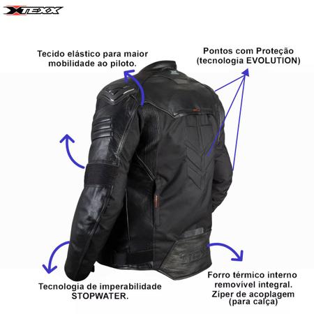 Imagem de Jaqueta Motociclista Texx Falcon V2 Impermeável Preto Verm