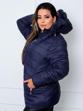 Imagem de Jaqueta ParKa Feminina Dupla Face Nylon/Peluciada Azul