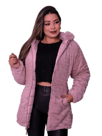 Imagem de Jaqueta ParKa Feminina Dupla Face Nylon/Peluciada Rose