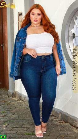 Sobretudo jeans plus size sales