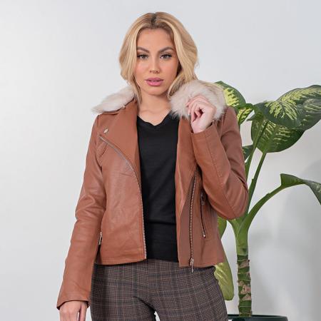 Jaqueta caramelo com best sale pelo