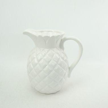 Imagem de Jara de ceramica branca  abacaxi 20cm x 14,5cm x 22,5cm