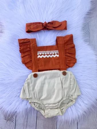 Jardineira Fantasia Romper Body Bebe Menina Moana Tiara Baby