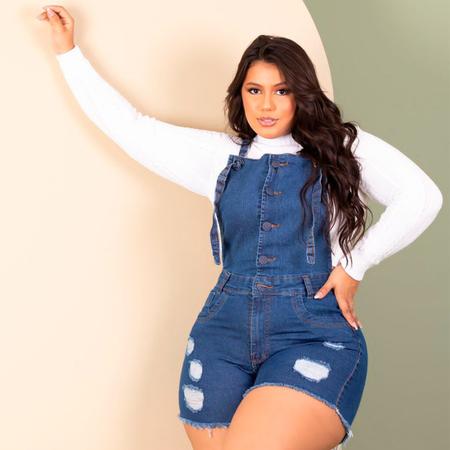 Jardineira Jeans Plus Size Feminina Estilosa Moda Plus - Useconf -  Jardineira Plus Size Feminina - Magazine Luiza