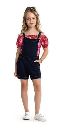 Jardineira Macac o Bebe Menina Blusa Ciganinha Casa 4 A 10