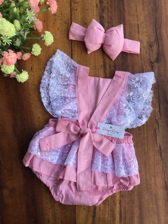 Jardineira Romper Roupa De Bebe Body Mesversario Moana Baby