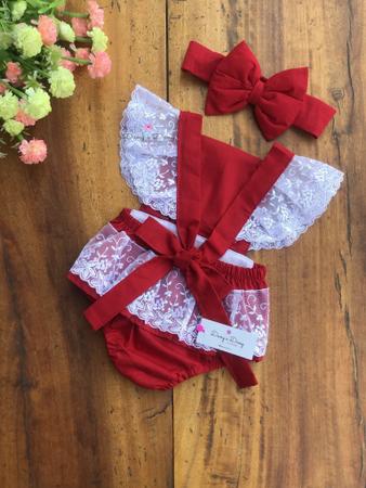 Jardineira body romper bebê com tiara mesvesário moana no Shoptime