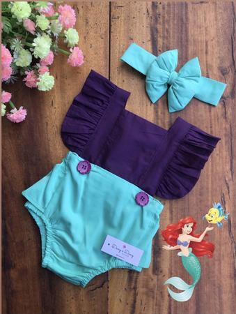 Conjunto Romper Body Moana Princesa Mesversario Roupa De Bebe Menina  Jardineira Roupa Para Bebe