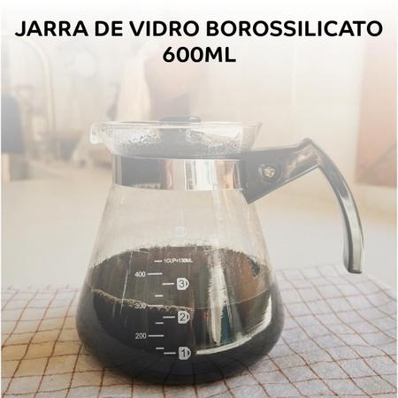 Imagem de Jarra Bule em Vidro Borosssilicato resistente Ao Calor Para Café Chá Suco C/Tampa 600ml