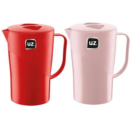 Imagem de Jarra de plástico rosa ou vermelha com tampa 1,8 litro - UZ UTILIDADES