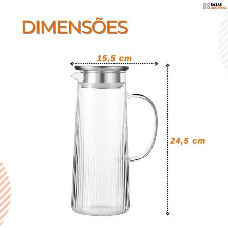 Imagem de Jarra De Vidro Acqua Com Tampa Inox 1,4L Suco Água Refrescos