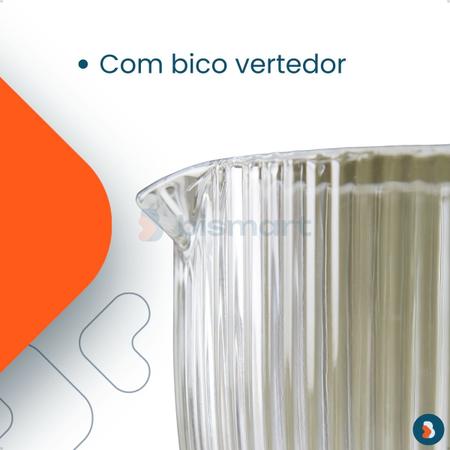 Imagem de Jarra de Vidro Canelada Transparente para Suco Água cozinha 1 Litro