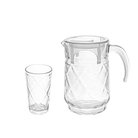 Imagem de Jarra de vidro com 4 copos para suco ou água jarra de 1,3lts