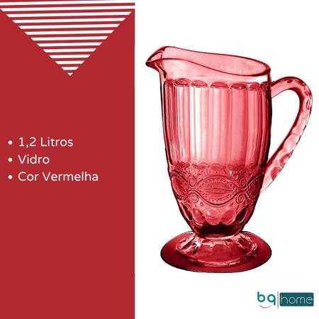 Imagem de Jarra de vidro decorada vermelha 1,2 litros verre mimo style