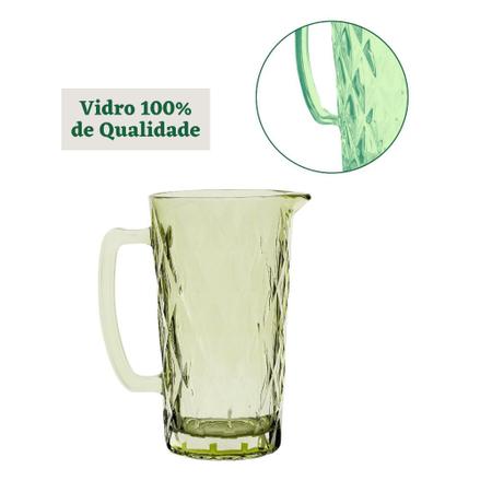 Imagem de Jarra Diamond Verde 1 L Vidro de Qualidade Resistente Água Suco Refrigerante Almoço Restaurante