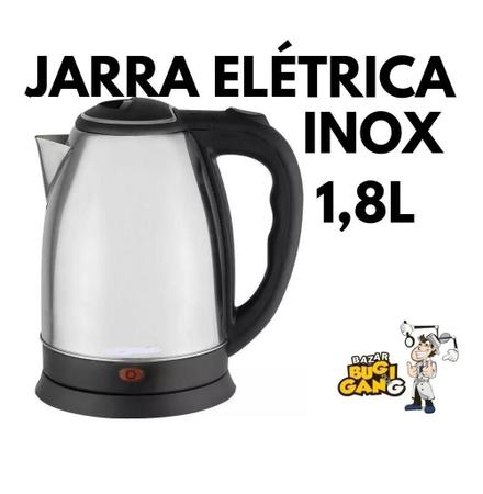 Imagem de Jarra Elétrica Bule Chaleira Aço Inox Café Chá 1,8 Litros Portátil 110v 1100w Preta