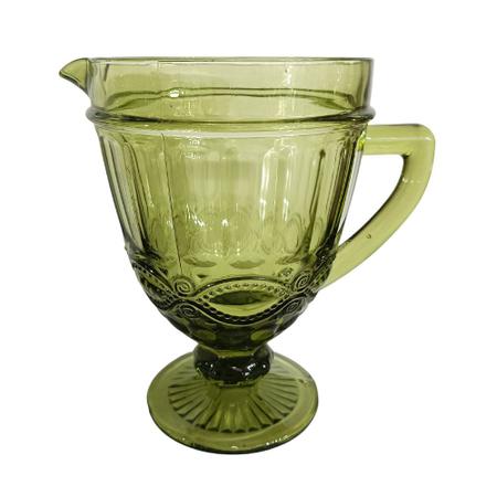 Imagem de Jarra em Cristal Verde 1L - Jarra de Vidro de Luxo com Estilo Vintage - Encanto Atemporal