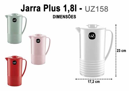 Imagem de Jarra para Suco Água Plus 1,8 Litros Plástico Cor Sólido UZ