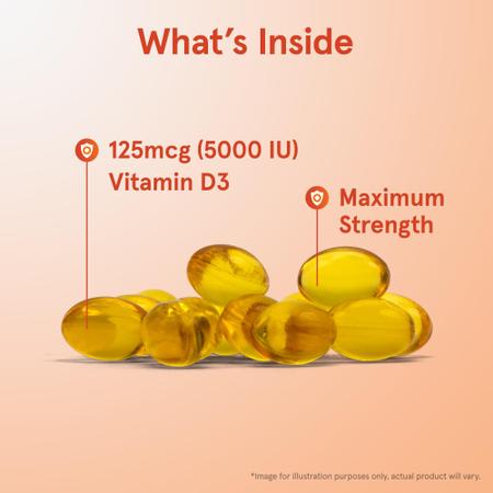 Imagem de Jarrow Fórmulas Vitamina D3 5000 UI - 100 Softgels - Saúde Óssea, Função Imunológica & Suporte ao Metabolismo de Cálcio - 100 Porções