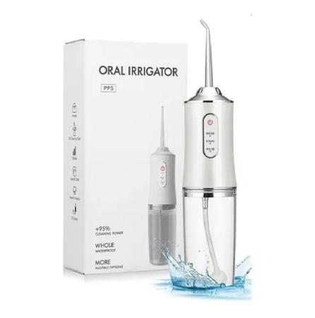 Imagem de Jato D Água Irrigador Limpador Bocal Dental Dentes Gengiva Oral Recarregável USB 220ml com 4 Bicos