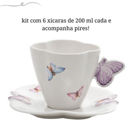 Jogo De Chá Butterfly Branco - Ideal Lar