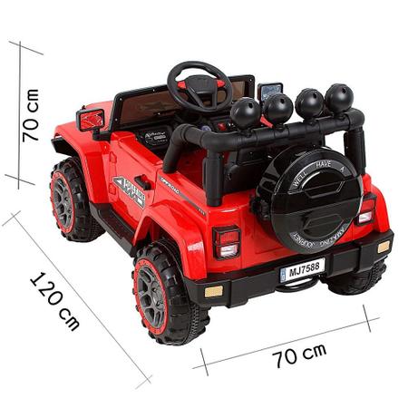 Imagem de Jipe Infantil Carro Elétrico Bang Toys 12v com 2 Motores e Controle Remoto Vermelho