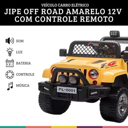 Imagem de Jipe Off Road Amarelo 12V Carro Elétrica Veículo Zippy Toys