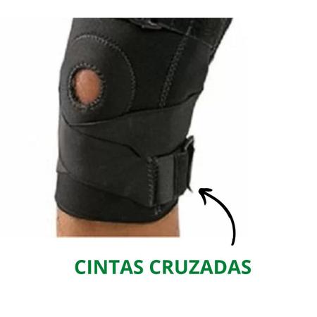 Imagem de Joelheira Articulada Cintas Cruzadas Dobradiças Metálicas Estabilizadora Proteção