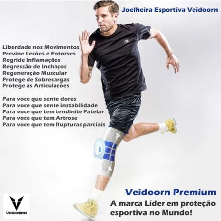 Imagem de Joelheira Compressão, Anel Silicone Fio Aço Flexível Cinza Veidoorn Articulada Spandex Fisioterapia