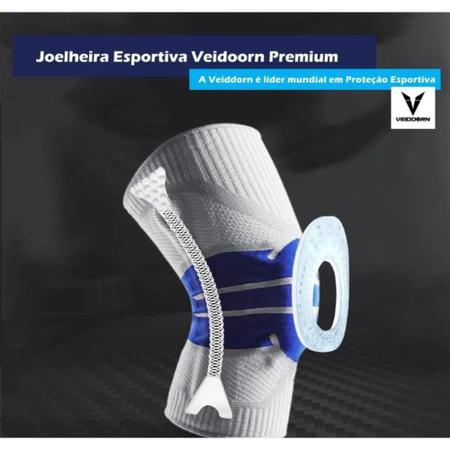 Imagem de Joelheira Compressão, Anel Silicone Fio Aço Flexível Cinza Veidoorn Articulada Spandex Fisioterapia