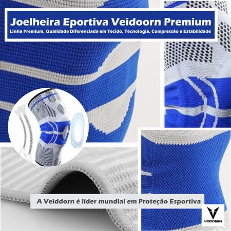 Imagem de Joelheira Compressão, Anel Silicone Fio Aço Flexível Cinza Veidoorn Articulada Spandex Fisioterapia