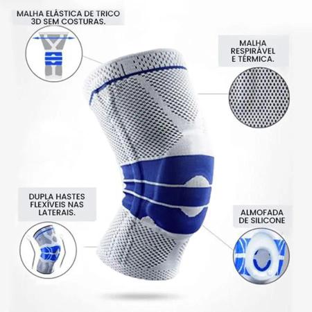 Imagem de Joelheira Ortopedica Gel Silicone Compressao Ajustavel Articulaçao Suporte Joelho Apoio Patela Exercicio Muscular Corrida Futebol Pernas Alivia Tensoe