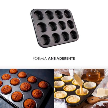 Imagem de Jogo 03 Forma Alumínio Cupcake Antiaderente Com 12 Cavidades