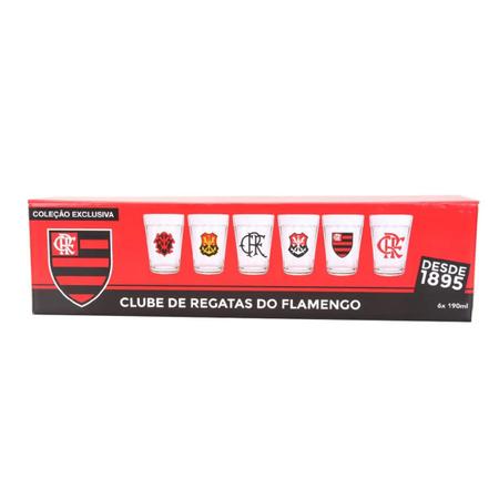Jogo Flamengo de 6 Copos Americanos Escudos 190 ml - flamengo
