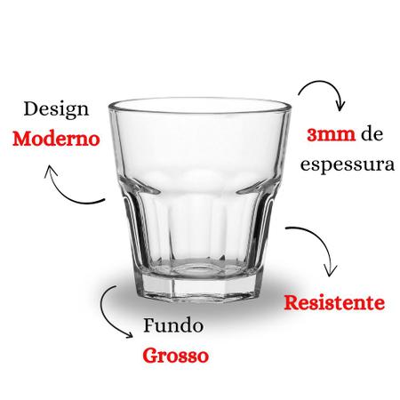 Imagem de Jogo 06 Copos de Vidro Grosso 355ml Drink Refrigerante Água Suco Bebidas
