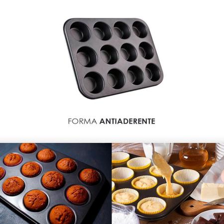 Jogo 10 Forma Alumínio Cupcake Antiaderente Com 12 Cavidades - Wellmix Imagem de Jogo 10 Forma Alumínio Cupcake Antiaderente Com 12 Cavidades