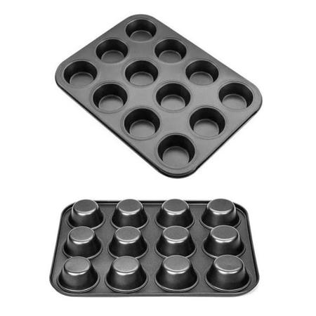 Jogo 10 Forma Alumínio Cupcake Antiaderente Com 12 Cavidades - Wellmix Imagem de Jogo 10 Forma Alumínio Cupcake Antiaderente Com 12 Cavidades