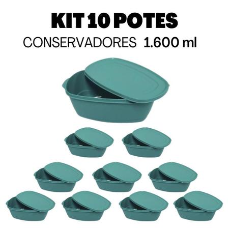 Imagem de Jogo 10 Potes Kit Conservador Plástico com Tampa Pop Verde