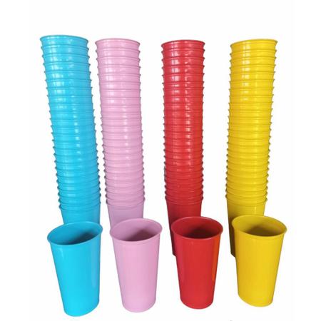 Imagem de Jogo 10 prato 10 copo plastico grande redondo colorido agua suco lanche porção refeição infantil