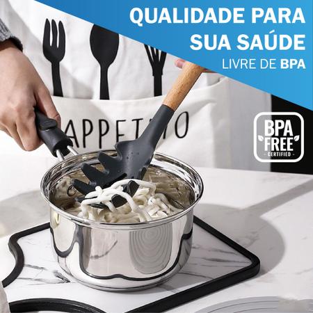 Imagem de Jogo 12 Colheres De Silicone Cabo Madeira Utensílios Cozinha Top