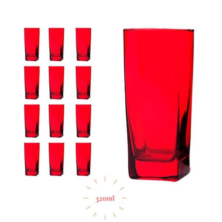 Jogo De Copos Chiques Vidro Quadrado 320ml Vermelho Luxo - PRATICASA - Copos  - Magazine Luiza