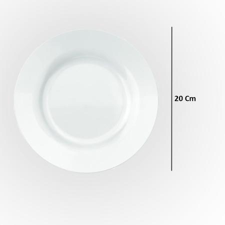 Imagem de Jogo 12 Pratos Sobremesa Branco Em Vidro Detalhado 20cm