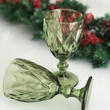 Imagem de Jogo 12 Taças de Vidro Diamond Cor Verde para Água Vinho Lyor 300ml