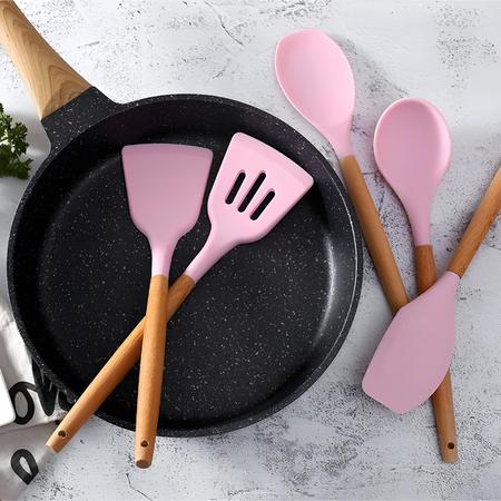 Imagem de Jogo 12 Talheres Colheres De Silicone Espatula De Silicone Utensilios de Cozinha